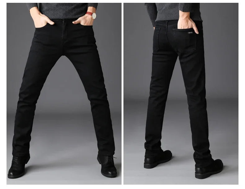 Men Classic Advanced Fashion Brand Jeans Jean Homme Man Soft Stretch Black Biker Masculino Denim Trousers Mens Pants Overalls.