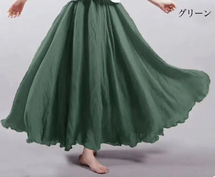 Boho Cotton Linen Beach Long Skirt Women Vintage Casual Solid A-line High Waist Dance Floor-Length Maxi Skirt Spring Summer New.