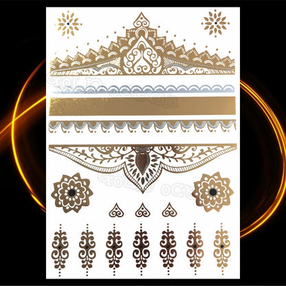 1PC Summer Style Men Women Body Art Gold Metallic Tattoo Sticker HYS-101 Chain Bracelet Fake Jewelry Waterproof Temporary Tattoo