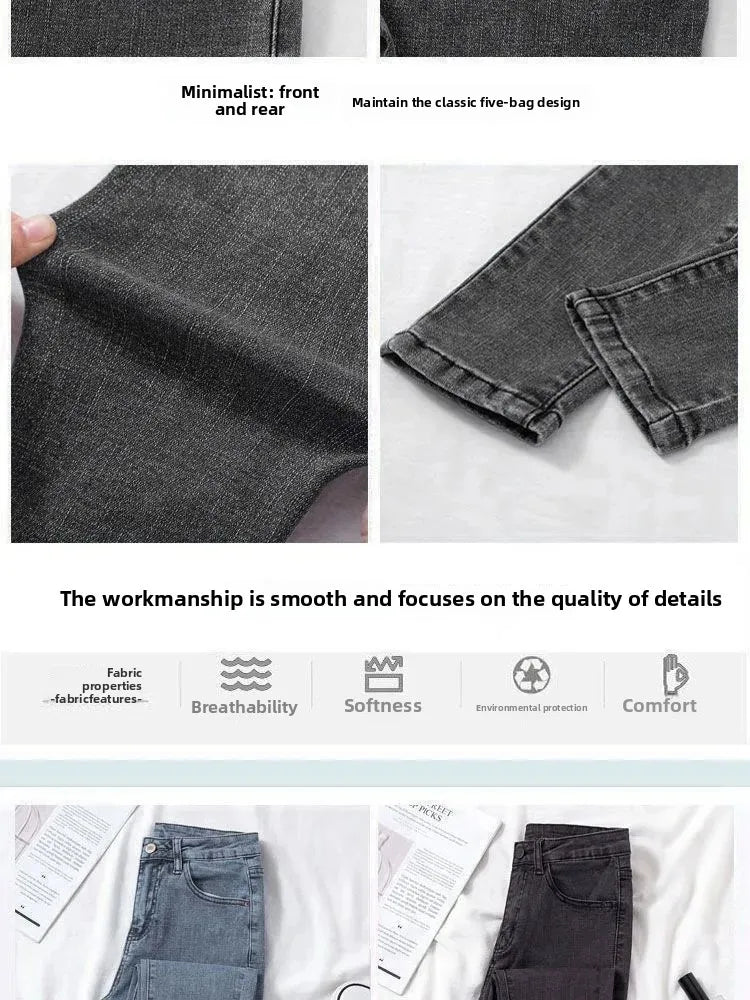 Women's High Waist Elastic Stretchy Jeans Hot Sale Of The Season Autumn New Style Versatile Slimming Pencil Thin Nine Point Pant.