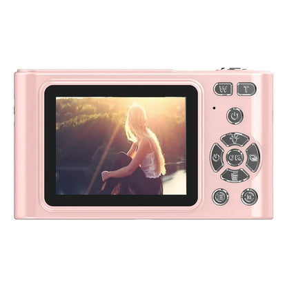 Retro digital camera, CCD camera, multilingual settings, gift for kids, students, 64GB SD card, pink.