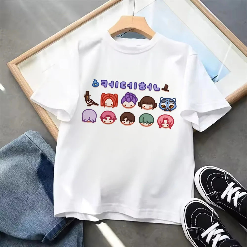 Summer 2025 New KPop Demon Hunters Kids Girls Boys T-shirt Children's Clothing T Shirt Casual O-Neck Short Sleeve Tops.