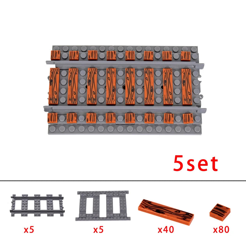 MOC City Creative Idea Train Straight and Curved Rails Base Tracks Shoulder Building Blocks Bricks Accessories DIY kid Toys gift.