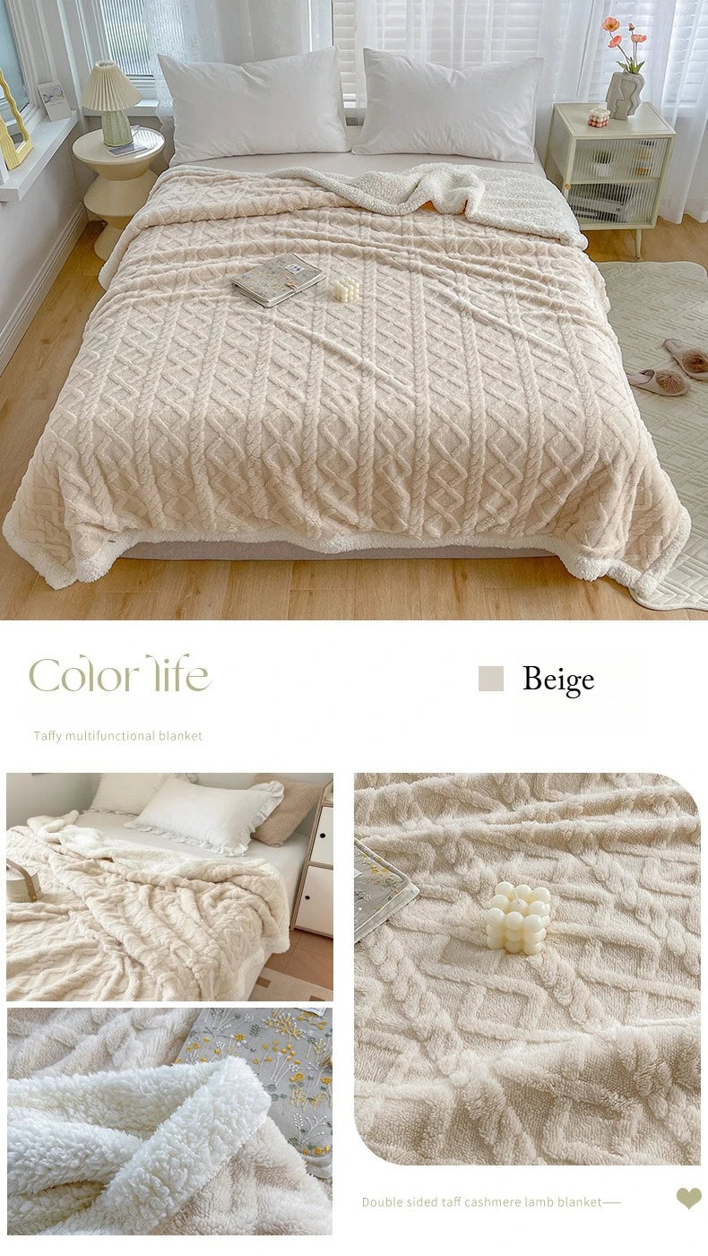 Double Layer Fleece Blanket Autumn Winter Thick Warm Office Nap Throw Blankets for Sofa Bed Single Double Soft Plush Comforter