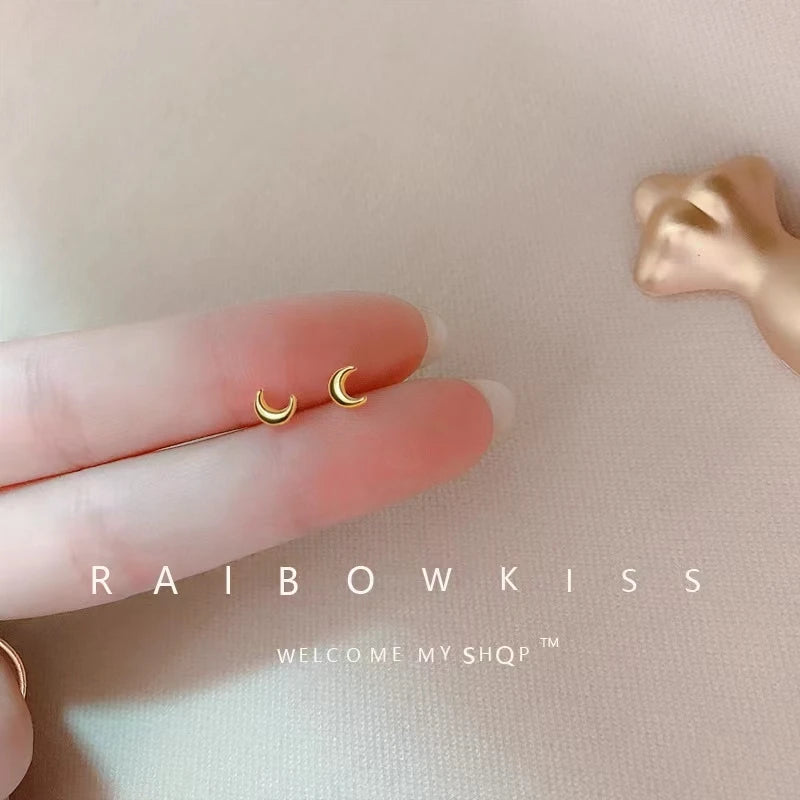 silver-plate Gold Color Mini Small Butterfly Heart Stud Earring For Women Cartilage Helix Tragus Ear Piercing Jewelry Gift