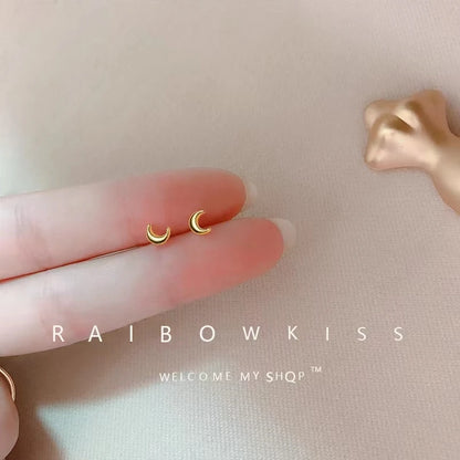 silver-plate Gold Color Mini Small Butterfly Heart Stud Earring For Women Cartilage Helix Tragus Ear Piercing Jewelry Gift