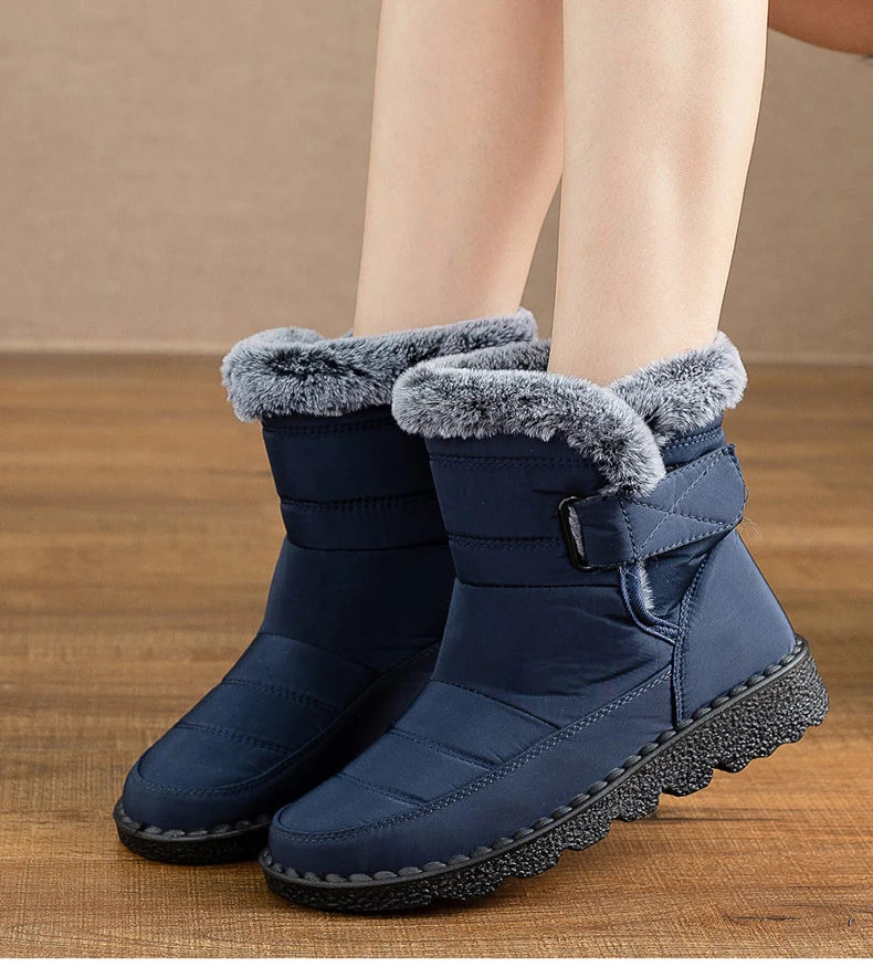 Boots 2025 Women's Boots Fur Botas Mujer Super Warm Winter Boots For Snow Women Low Heels Winter Shoes Woman Black Rubber Boot.