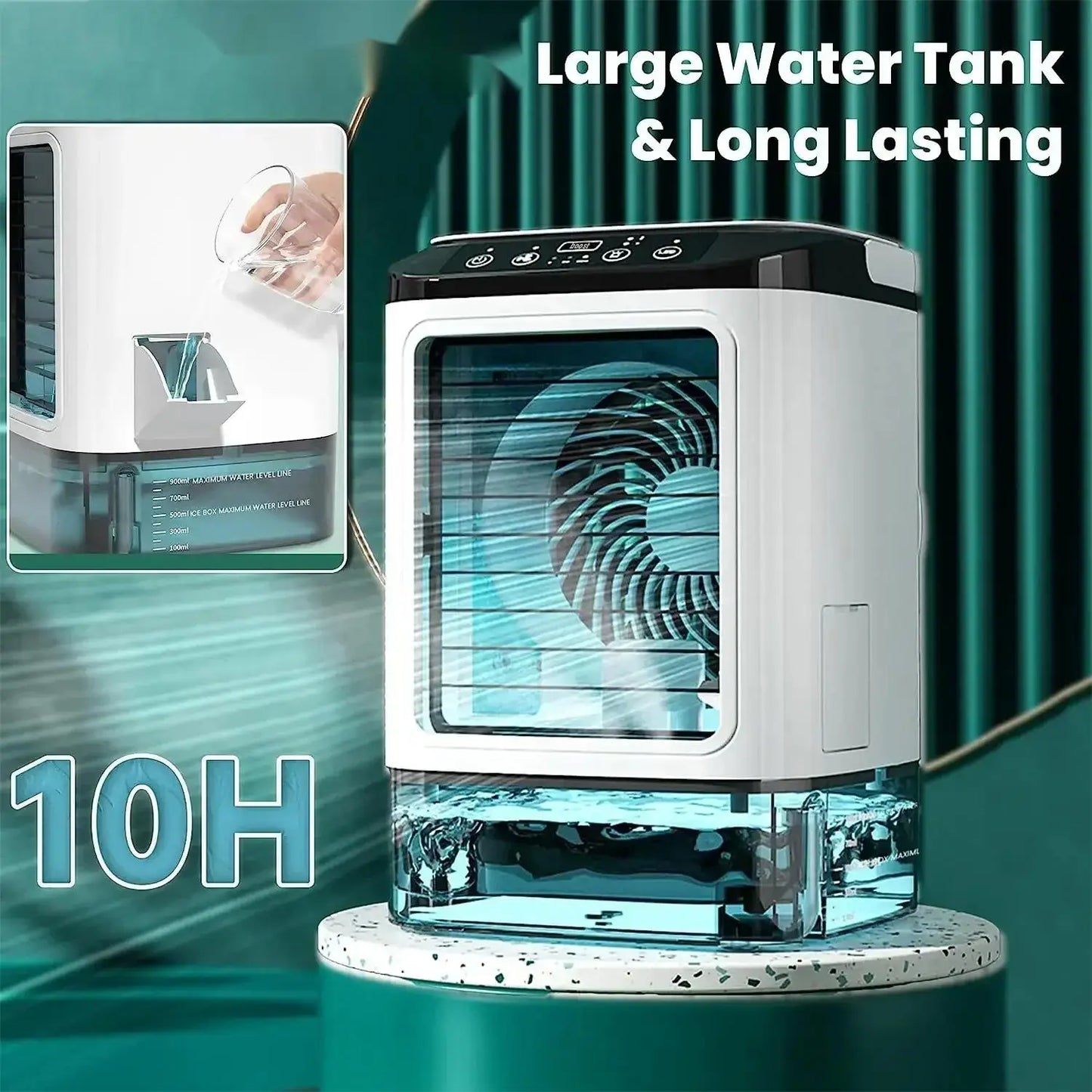 Air Conditioner Portable Fan Desktop Dual Spray Ultrasonic Atomization 3-Speed Mute Air Cooler Night Light Electric Fan for Home.