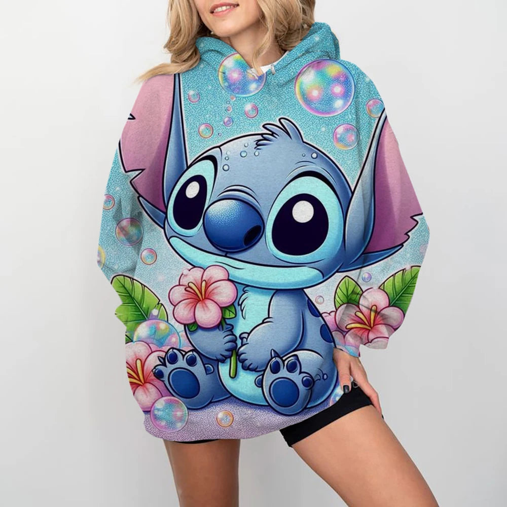 Disney Stitch Print Cartoon Kapuzenpullover Jacke Kleidung Hoodie Oversize Design Gefühl locker und bequem.