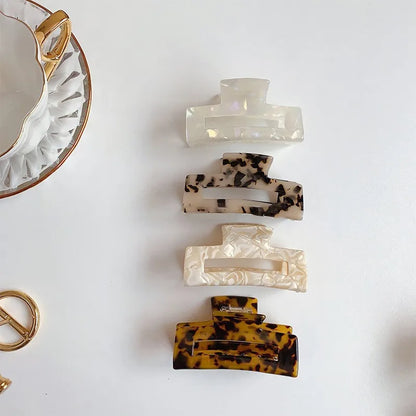 Muweordy New Acetate Claw Clip Leopard Hair Claw Large Geometric Hollow Square Crab Hair Clip  for Women Girl Hair Accessories.