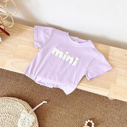 INS Sommer Neue Baby Body Neugeborenen Kleidung Jungen Mädchen Baumwolle Dreieck Strampler Plüsch brief Kurzarm Infant 0-18M.