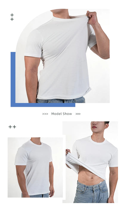 3pcs Mens Plain T-Shirt Casual 100% Cotton Slim Fit Short Sleeve Fitness Top Gym Clothes Soft Male White Black Big Size T Shirt.