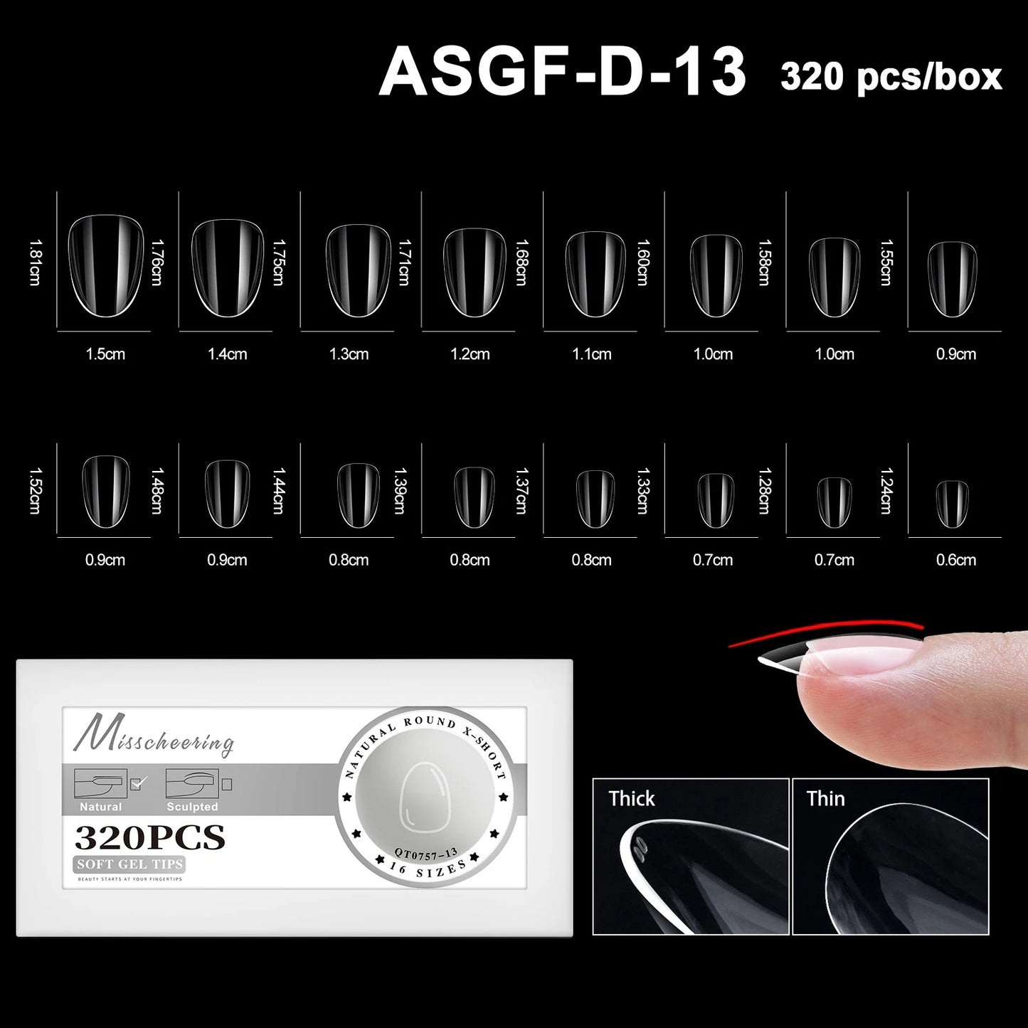 16 Sizes Curved Arch Soft Gel False Nail Tips Full Cover Press on Almond Capsules French Coffin Artificial Fake Nails Extension