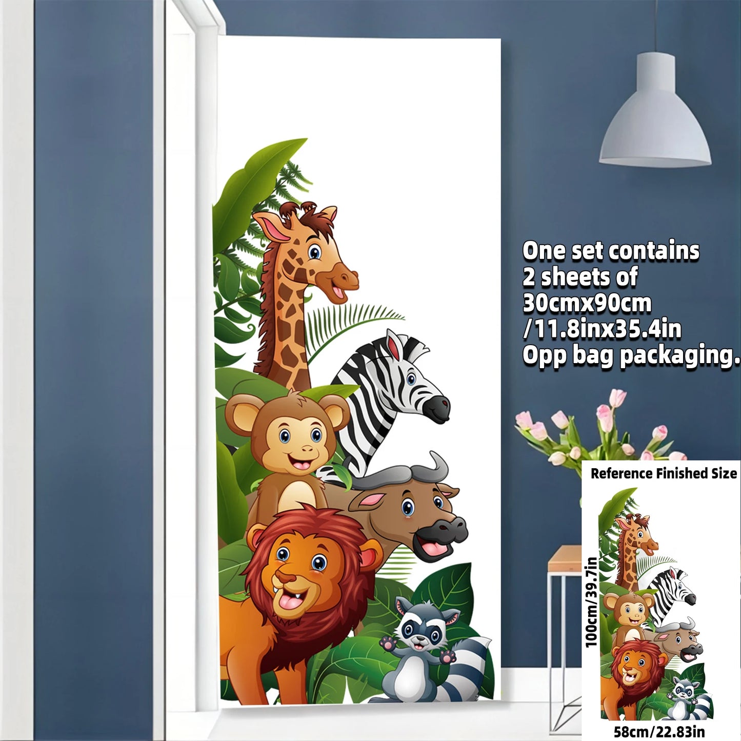 Safari Jungle Woodland Animals Wall Decals Wall Stickers for Boys Girls Baby Nursery Kids Bedroom Living Room Classroom Decor.