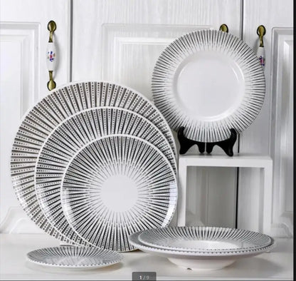 Melamine Tableware Set Round Dinner Plate Western Steak Plates Serving Fruit Salad Bowl Dessert Snack Tray.