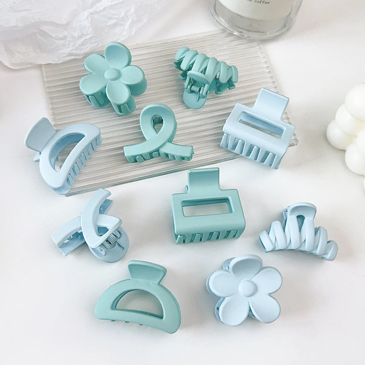 10 Pcs Pink Small Claw Clips Set,Matte Tiny Flower Jaw Clips for Women Girls,5 Style Nonslip for Thin Medium Fine Hair.