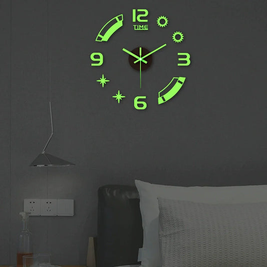 3D-Wanduhr, rahmenlos, Acryl, DIY, digitale Uhr, Wandaufkleber, Stummschaltung, Uhr für Wohnzimmer, Schlafzimmer, Büro, Wanddekoration