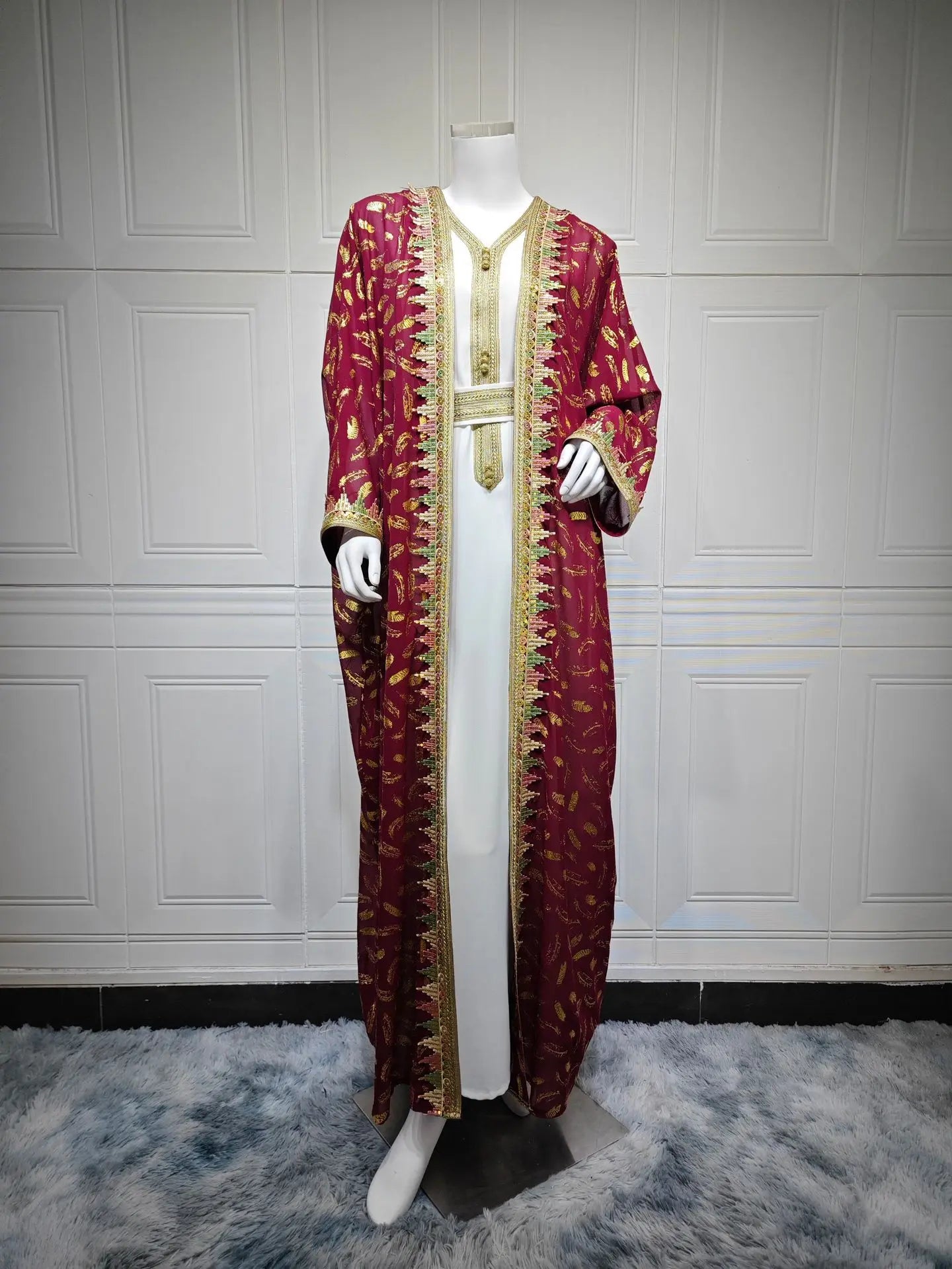 Eid Kimono Jalabiya Muslim Set Women Abaya Dubai Kaftan Morocco Caftan Kebaya Ramadan Dress Djellaba Islam Clothing Ramadan Robe