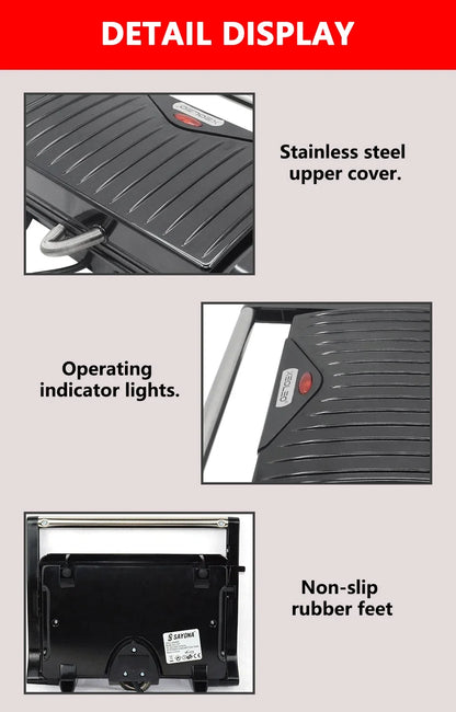 XEOLEO Electric Steak Machine 750W Panini Sandwich Maker Multifunctional Breakfast Maker Mini Barbecue Sausage Steak Gril Machin.