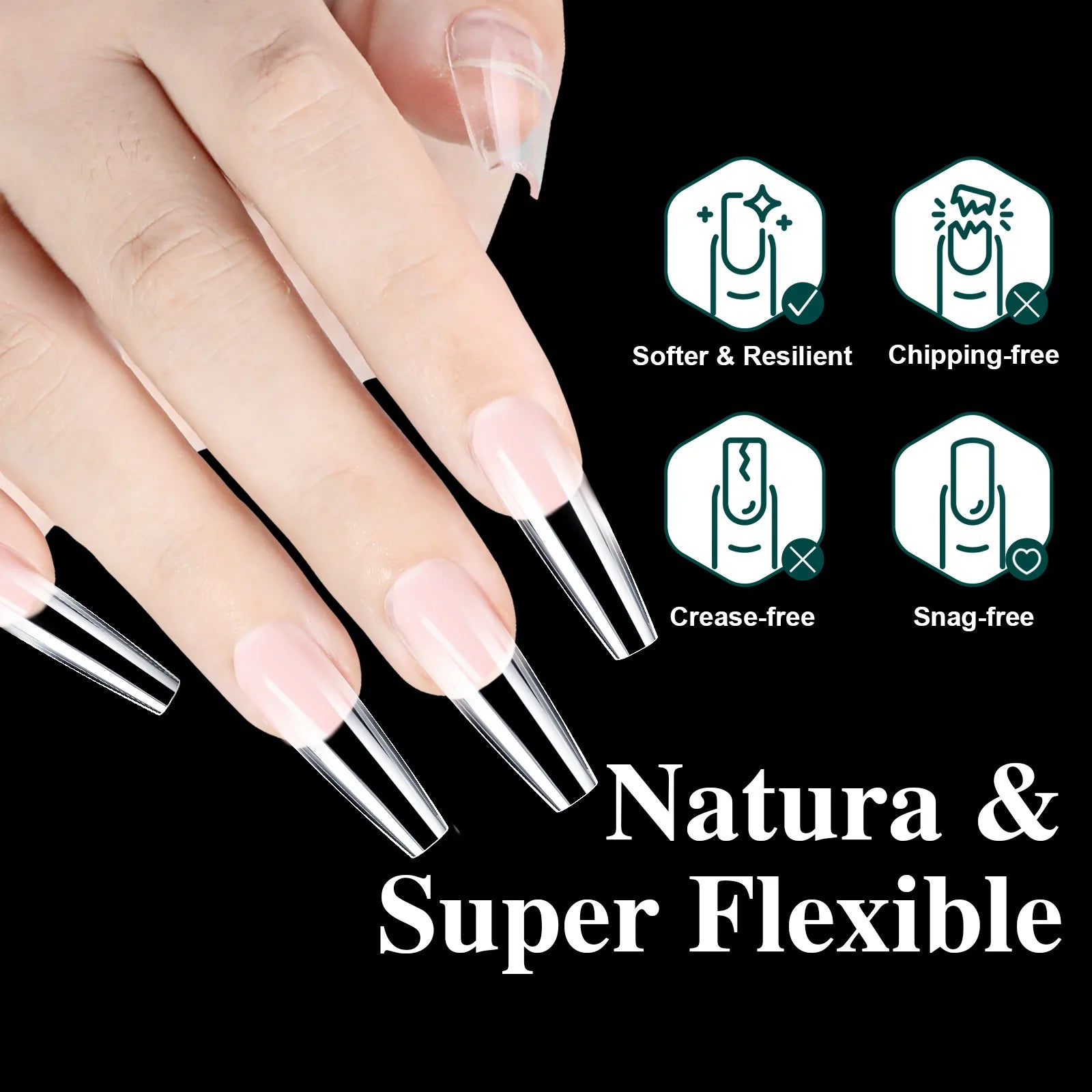 16 Sizes Curved Arch Full Cover False Nail Tips Soft Gel Press on French Almond Capsules Coffin Artificial Fake Nails Extension.