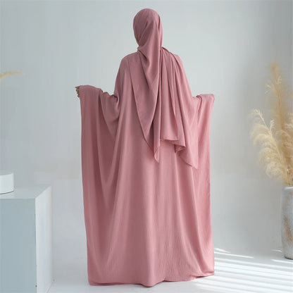 Ramadan Eid Baumwolle Leinen Khimar Abaya Set Dubai Muslim Sets Hijab Kleid Kaftan Abayas Kaftan Marocain Femme Vestidos Para Mujer