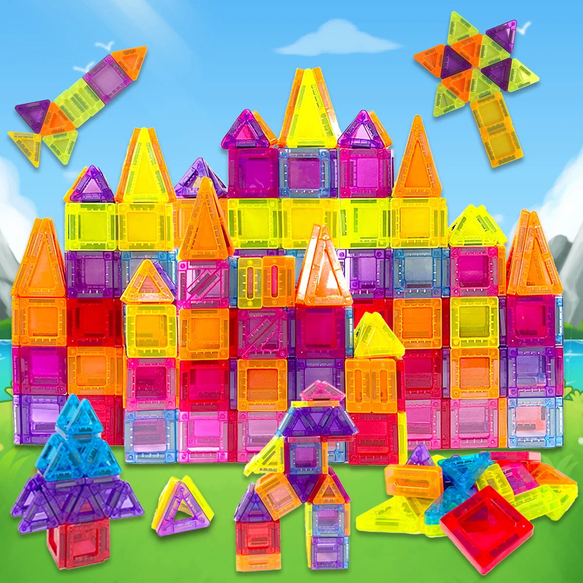 Magnetic Building Blocks Construction Sets Mini Size DIY Montessori Sensory Educational Magnets Toys For Boys Girls Kids Gift.