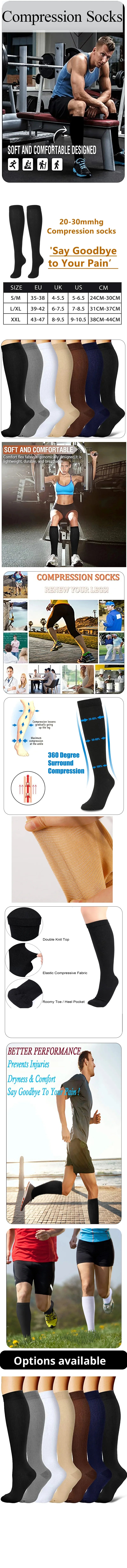 2 Pairs Compression Stockings Blood Circulation Promotion Slimming Sport Nurse Socks Anti Fatigue Comfort Knee High.