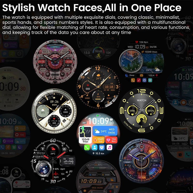 2025New For Android and ios Smart Watch Men AMOLED Screen GPS Motion trajectory Heart Rate Bluetooth Calls SmartWatch Waterproof.