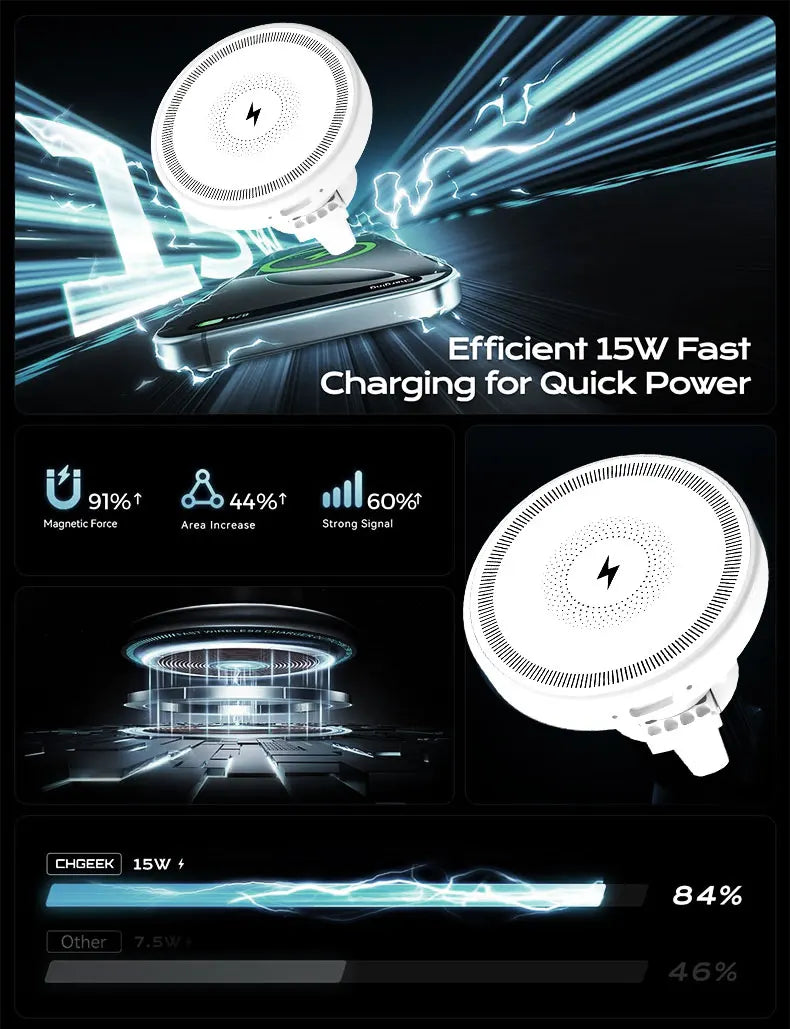 Magnetic Wireless Charger 360 Rotation Air Vent Phone Holder Stand For Magsafe iPhone 16 15 14 13 12 Pro Max Fast Charging Mount.