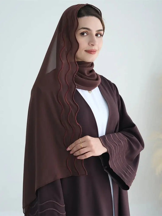 Ramadan Eid Women Coffee Dubai Khimar Abaya Damen Muslim Kimono Hijab Dress Set Kebaya Kaftan Djellaba Robe Femme Musulmane.