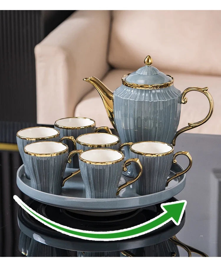 New high-value European ceramic coffee set, color glaze, high-end Phnom Penh coffee cup saucer, afternoon tea set.