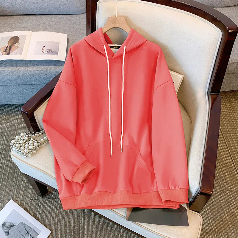 Plus Size Damen-Büste, 160 Herbst-Winter-Kapuzen-Sweatshirt, neun Farben, lockeres Langarm-Top, Lare-Größe 6XL, 7XL, 8XL, 9XL, 150 kg.