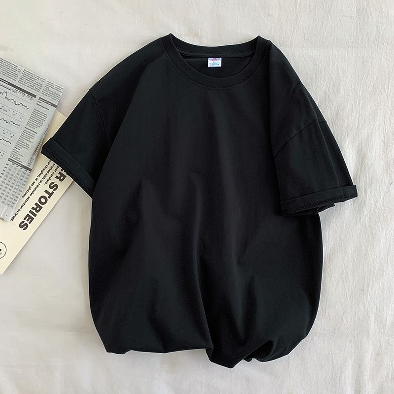 100% Cotton Half Sleeve Men Women Summer T-shirt Fashion Solid Color Simple O Neck Tops Loose Casual Basic Short-sleeved.