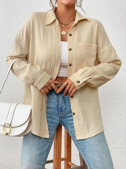 Summer 100% Cotton Women Shirts Casual Turn Down Collar Shirt Top Long Sleeve Top Office Lady Elegant Blouses for Women Blusas.