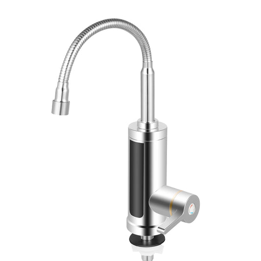 Kitchen Faucet with 360° Rotating Outlet, Hot & Cold Water Adjustment, Stainless Steel Pipe & LED Temperature Display