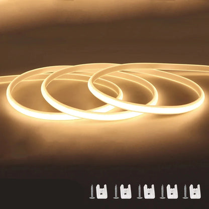 35M Neon Soft Tube Cob LED Strip Light Super Bright 320LEDs/m RA90 with Switch EU/US Plug Waterproof Outdoor Decor 110V 220V.