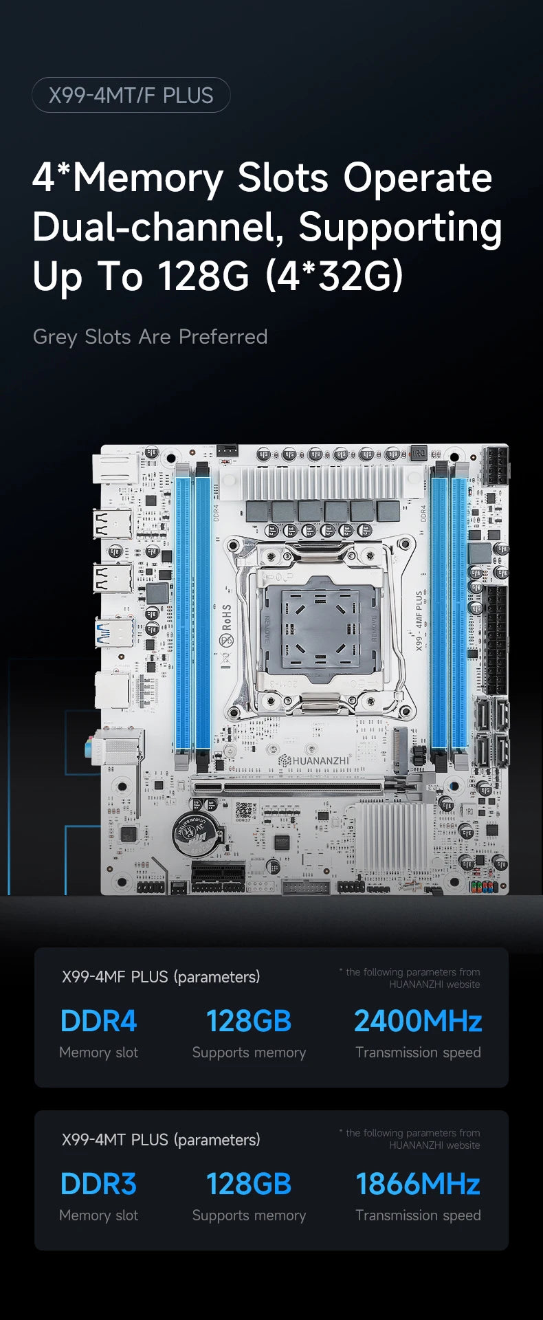 HUANANZHI X99 4MT plus LGA 2011-3 Xeon Motherboard - DDR3 Memory Support NVMe SATA for Gaming & Business Use with TPM2.0.