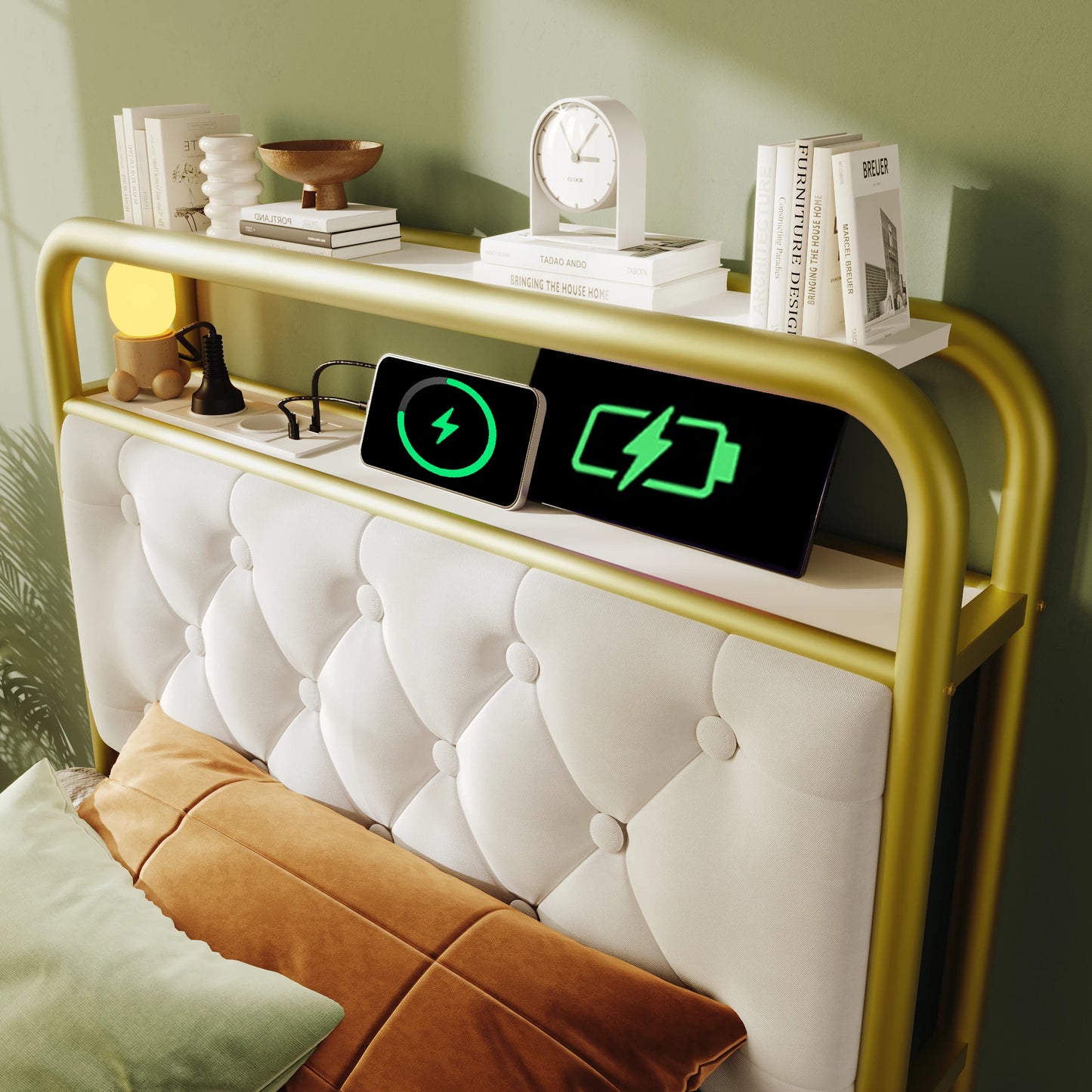 KOMHTOM Einzelbett 90x200 cm Samt - USB Type C Ladefunktion, APP-Control LED, 2 Schubladen, ohne Matratze