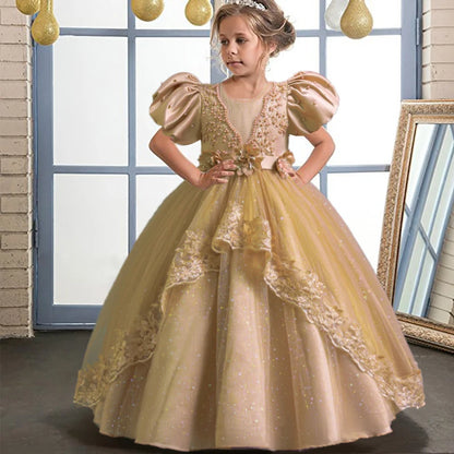 Neue wunderschöne Mädchen Party kleid Eröffnungs feier Kleidung Halloween Performance Tanz Prinzessin Rock 4-12t Weihnachts kleid