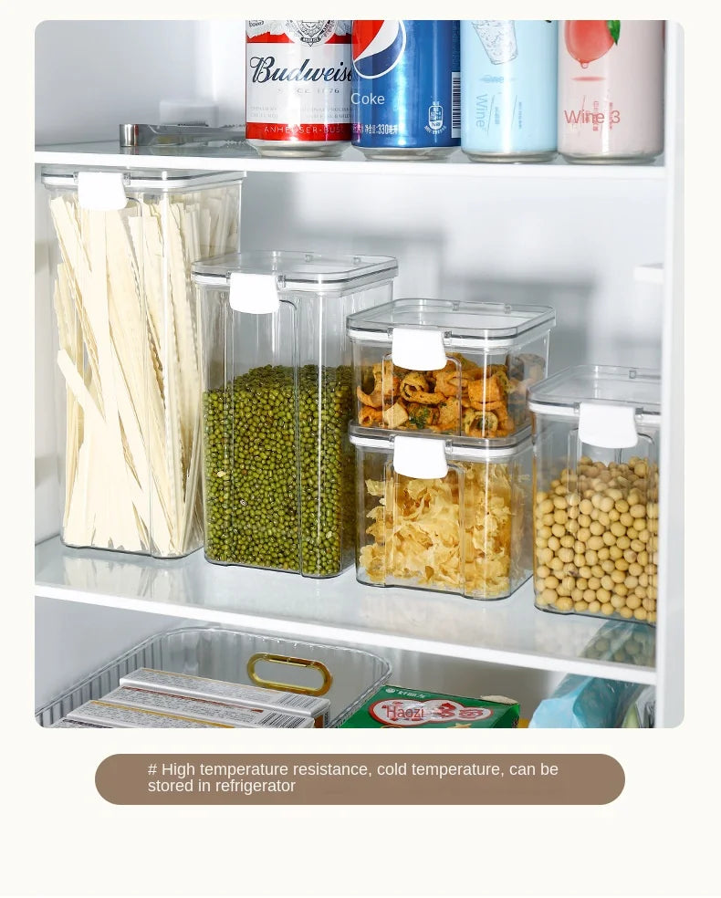 Large Capacity Waterproof Transparent Sealed Jar Multi-size Scene Kitchen Candy Dried Grain Storage With Lid Fridge Storage Tank.