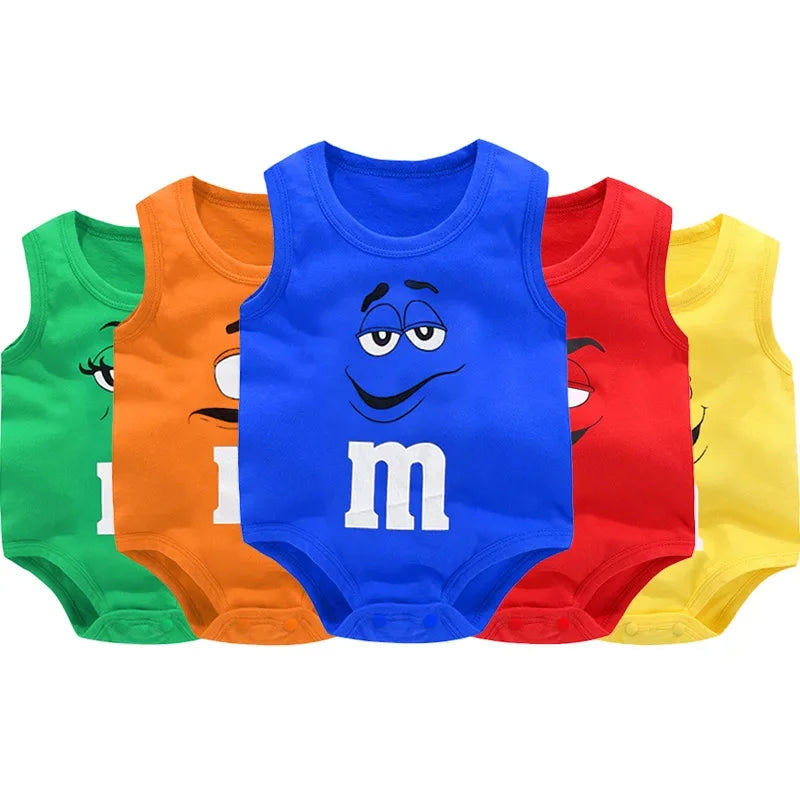 0-24M Neugeborenen Baby Baumwolle Body für Jungen und Mädchen Brief Drucken Lustige M Ärmellose Baby Strampler Sommer weiche Kleinkind Onesie.