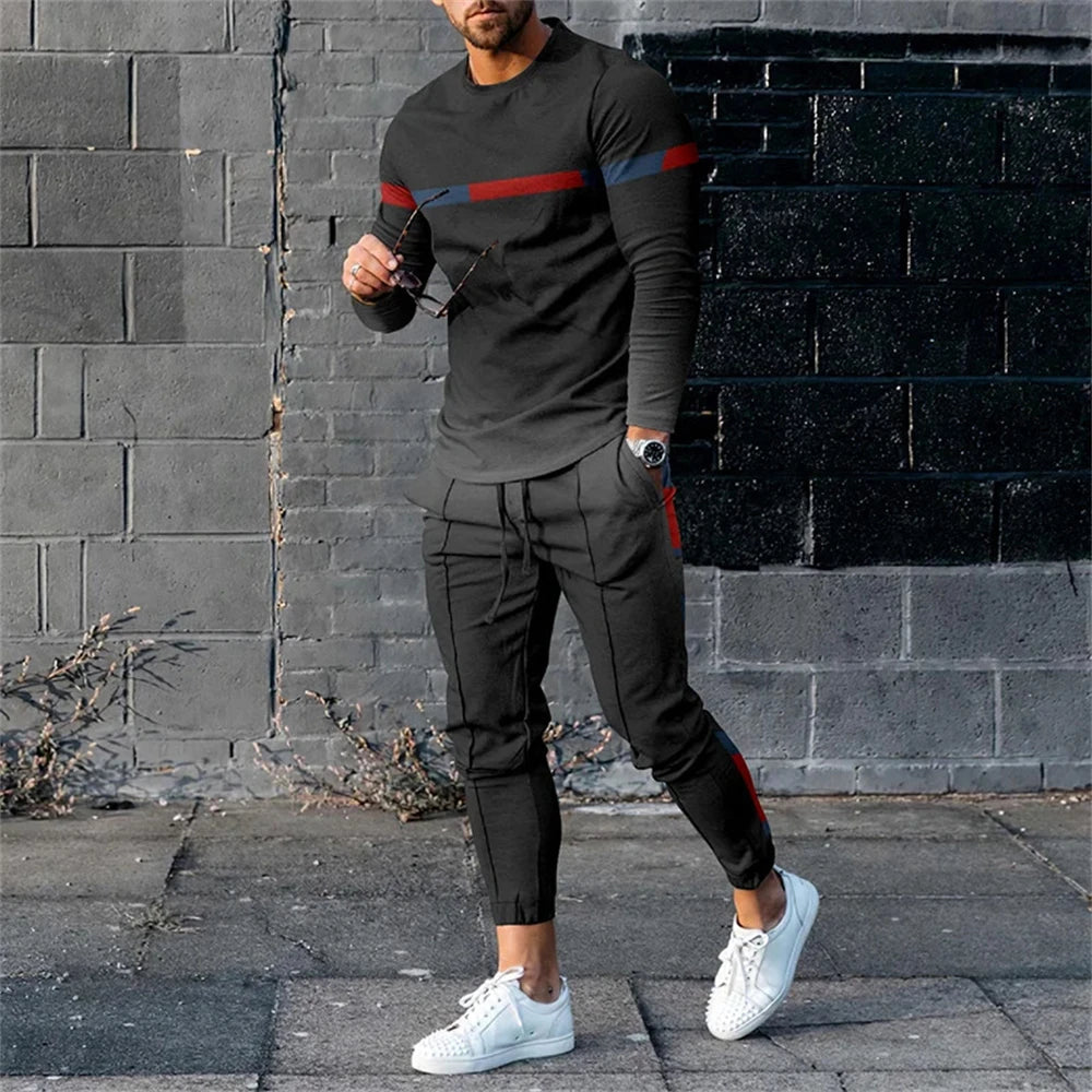Men's Tracksuit Casual 3D Print 2 Piece Sets Long Sleeve T-Shirt+pants 2pcs Set Fashion Outfits Oversized Sports Unisex Clothing.