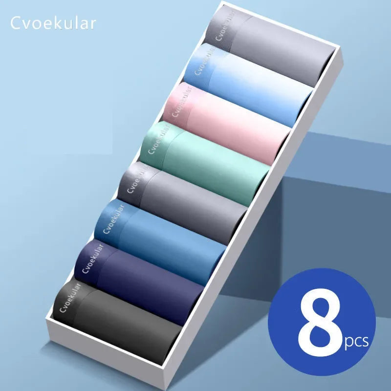 Cvoekular4/8pcs Man Boxer Underwaer Ice Silk Sous Vetement Homme Lingerie Underpants Bokserki Meskie Calzoncillos Shorts Panties