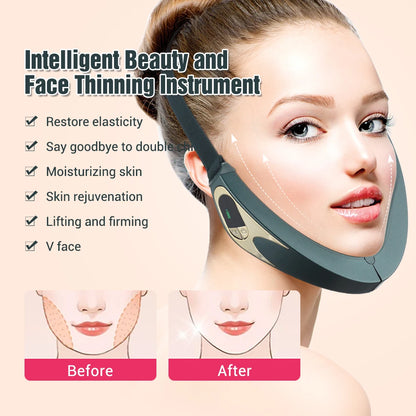 Electric V-face Lifting Massager 6 Mode 9 Levels EMS Micro-current Firming Facial Massager Beauty and Face Thinning Instrument.
