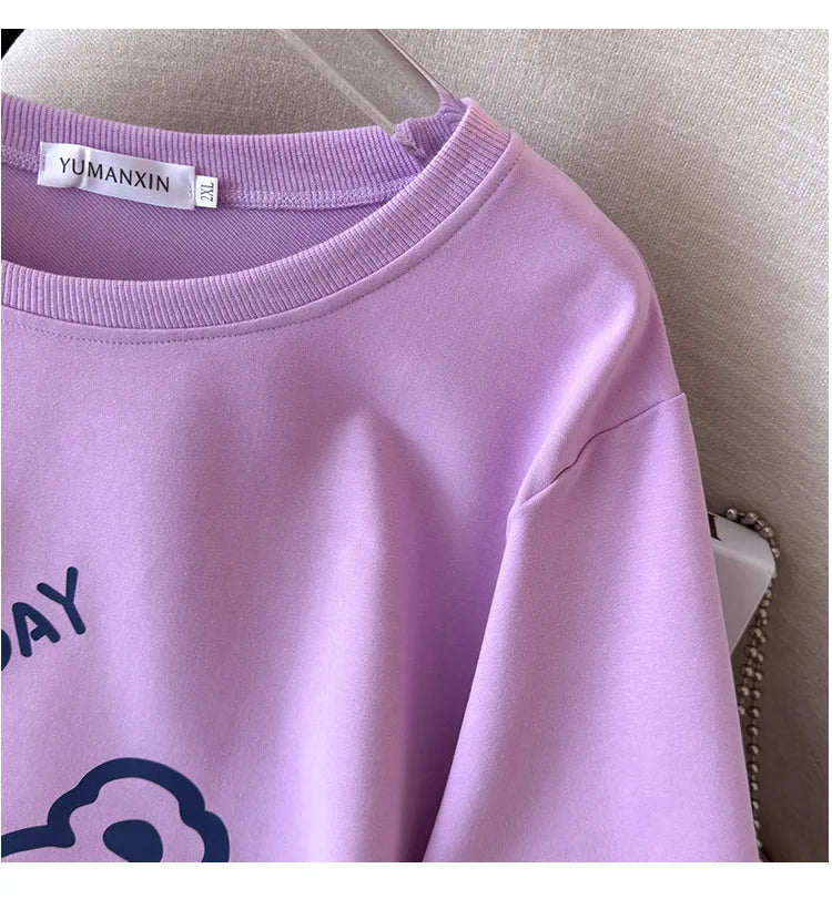 170 kg Plus Größe Damen Büste 170 Frühling Herbst Lose Langarm Cartoon Print Pullover Sweatshirts 4XL 5XL 6XL 7XL 8XL 9XL.