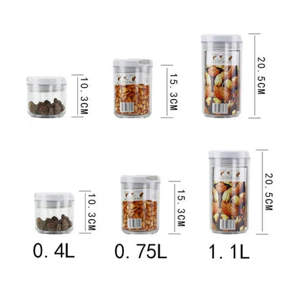 Air-Tight Food Storage Container for Cereals Easy Lock Sealed Jar Plastic Transparent Milk Powder Grains Candy Kitchen Organizer.