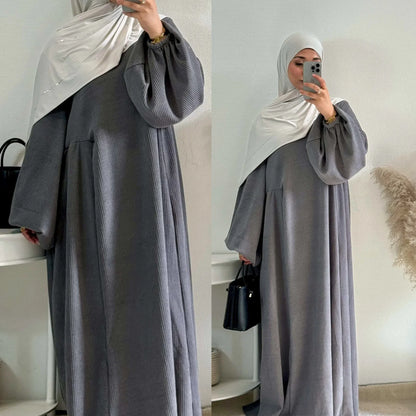 Winter Corduroy Abaya Warm Muslim Dress Closed Abayas for Women Dubai Luxury Turkey Kaftan Hijab Robe Ramadan Eid Islam Clothes.