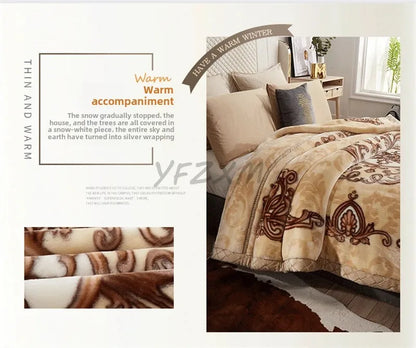 New Warm Weighted Blankets for Beds High End Thicken Warmth Raschel Blanket for Winter Autumn Double Side Plush Comforter Quilt.