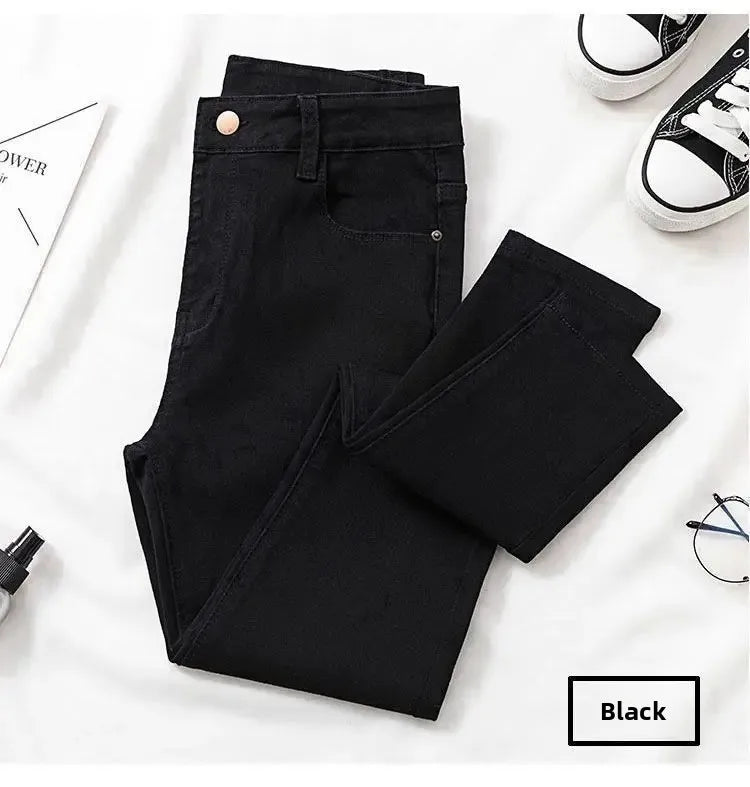 Women's High Waist Elastic Stretchy Jeans Hot Sale Of The Season Autumn New Style Versatile Slimming Pencil Thin Nine Point Pant