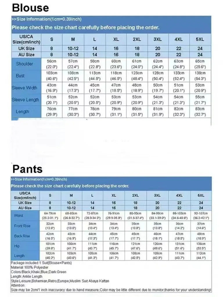 Frauen Casual Muslimischen Anzug Solide Abaya Eid Ramadan Langarm Bluse + Hosen 2-teiliges Set Dubai Türkei Kaftan Frauen islamische Kleidung.